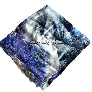 Lily & Lionel Navy Blue, Black, & White Luxury Printed Regents Scarf, NWT!